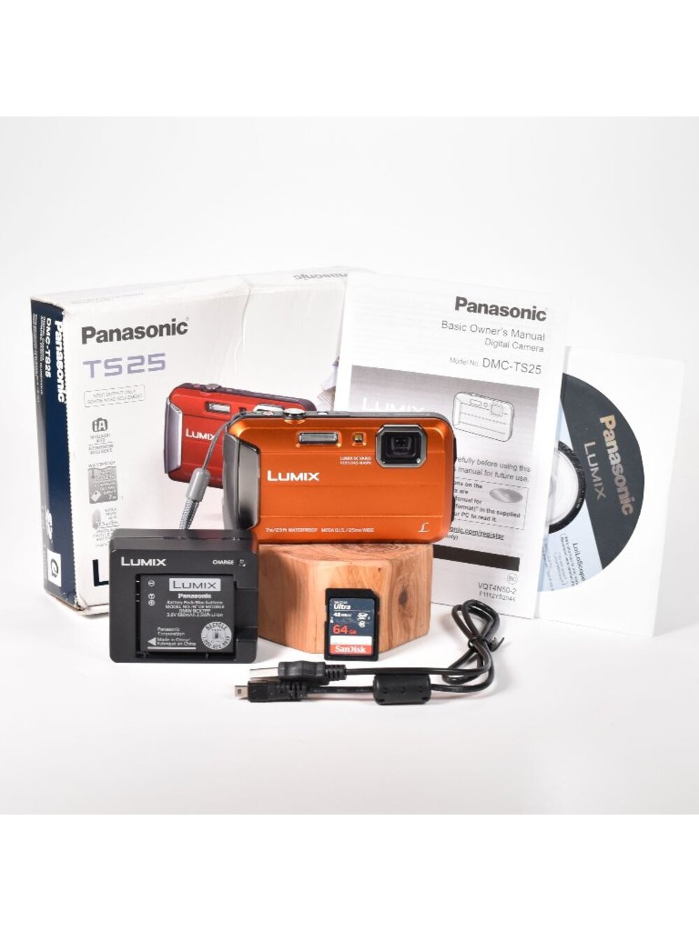 Panasonic Lumix DMC-TS25 Digital Camera 16.1MP 4x Zoom HD Video 64GB SD MINT